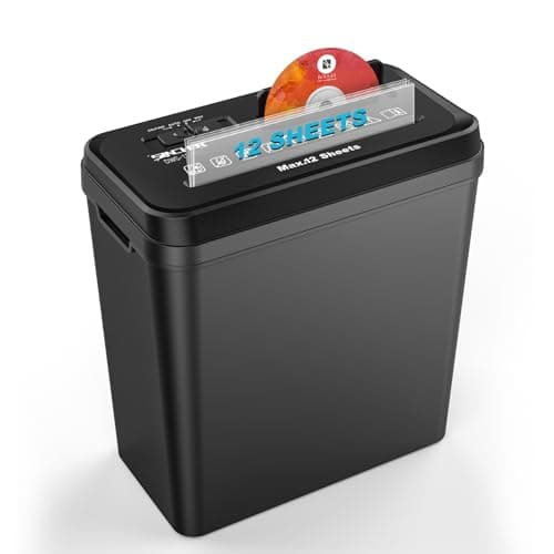 Image of 12 Sheet Strip Cut Paper Shredder, 4 Operation Modes, Overheat & Overload Protection, Dedicated CD Shred Slot, Shreds Paper/CD/Cards/Staples, 220mm Feed Opening, 14L Bin for Home Office