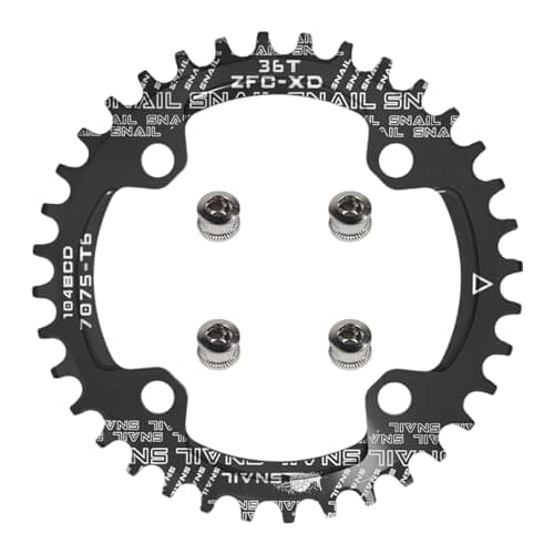 Image of yongness Bicycle Chainring 104 BCD 32T 34T 36T 38T Single Narrow and Wide Sprocket Suitable for Road Bicycles, Mountain Bikes, BMX Crowns (Black 36T)