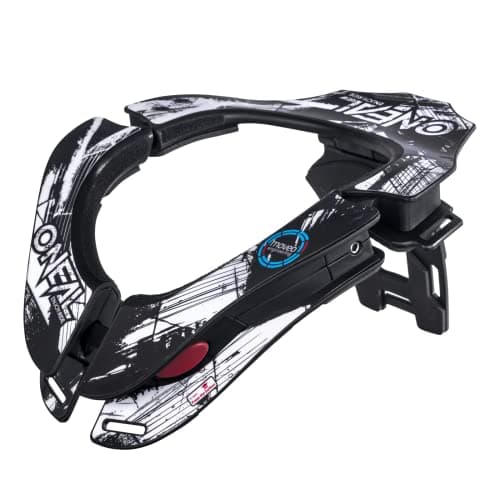 Image of O'NEAL | Motocross Protector Neck | MX MTB Mountain Bike | 2 Zones Adjustable, 2 Front Pads, Front Closure Mechanism | Tron Neckbrace Shocker | Adult | Black White | One Size