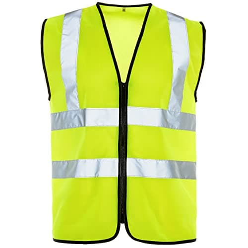 Image of Expert Workwear Hi Vis Vest Zipper High Visibility Unisex Zipped Safety Vest Reflective Hi Viz Zip Waistcoat Jacket Class 2 (XL, Yellow - Zip)