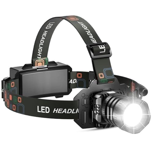 Image of Sogdeco Head Torch Rechargeable 8 Light Modes 50000LM Super Bright Led Headtorch with Red Warning Light,Sensor Control,Head Torch Waterproof IPX6 for Camping Running Fishing Hiking