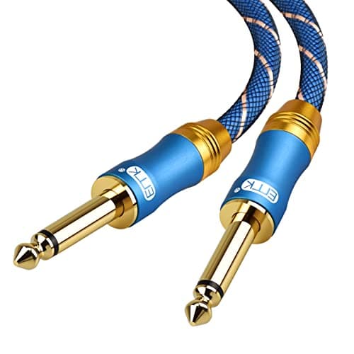 Image of EMK Guitar Cable 1.5m, Mono 6.35mm 1/4inch Audio Cord TS 6.35 Instrument Cables Nylon Braided 6.3 Jack Male to Male Gold-plated Plug Jack Lead for Electric Bass, Speaker, Amplifier, Keyboard
