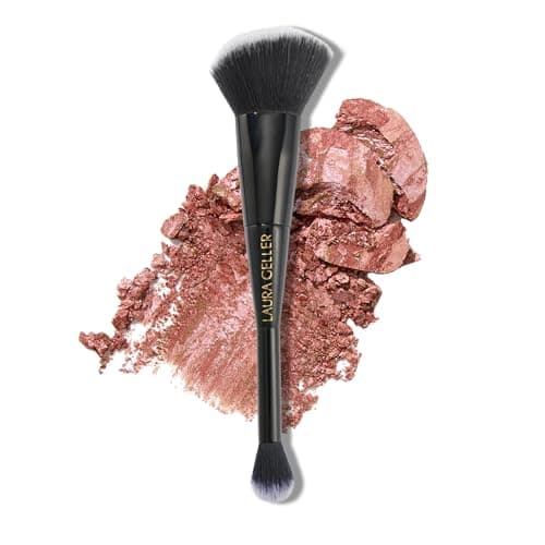 Image of LAURA GELLER Dual-ended Blush and Bronzer Precision Brush | Fluffy Powder Brush, Contour & Define, Vegan Bristles