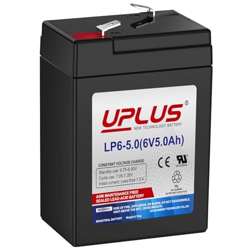 Image of UPLUS LP6-5.0 6V 5Ah Rechargeable Agm Battery, Sealed Lead Acid Replacement Batteries, for Power Wheels, Ride on Cars, Alarm systems, UPS | Confirm size before order