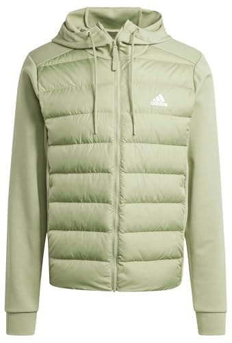 Image of adidas Men's Essentials Hybrid Down Hooded Jacket, tent green, XL
