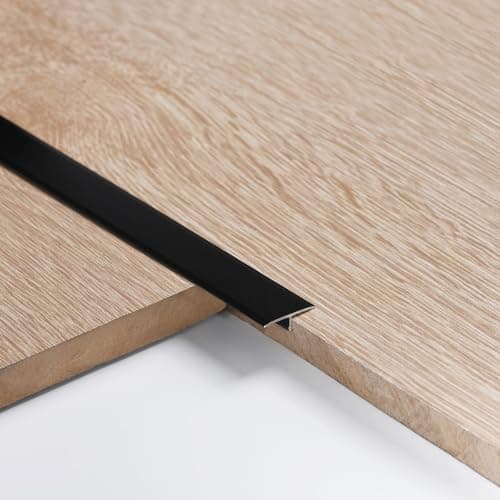 Image of 3pcs 2cm Aluminum T Molding Floor Transition Strip Metal Flat Divider Strip for Joining Floor Gaps Laminate Profile Flooring Edge Trim Cover Strips,0.9m Black