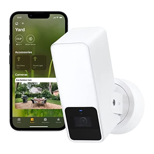 Image of Eve Outdoor Cam (White Edition) – secure floodlight camera, security & privacy (HomeKit Secure Video), 1080p, night vision, Wi-Fi (2.4 GHz), motion sensor, two-way communication, flexible installation