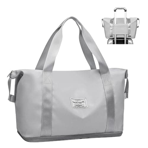 Image of Weekend Bag for Women Overnight & Carry On Holdall Travel Bag - Waterproof Weekender Tote Expandable for Vacation, Gym, Sports, Shopping (36L Grey)