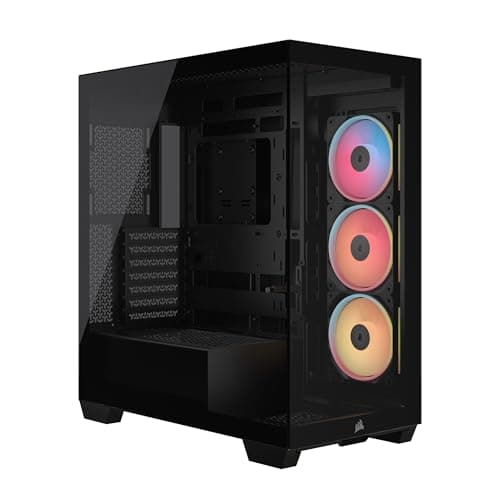 Image of CORSAIR 3500X LX-R RGB iCUE LINK Panoramic Mid-Tower PC Case – 3x Pre-Installed LX120-R RGB Fans, Includes iCUE LINK System Hub, GPU Anti-Sag Arm, Fits up to 10x 120mm Fans – Black