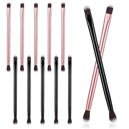 Image of 10 PCS Eyeshadow Contour Brushes Set, Double Ended Makeup Brushes for Blending and Shading, Blending, Contour, Small Soft Firm Pointed Foundation Makeup Applicator (Gold, Black)