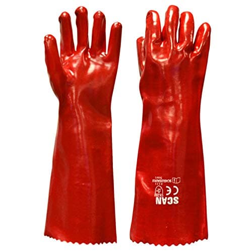 Image of Scan GLOGAUN18 PVC Gauntlet with Cotton Knitted Liner - Red