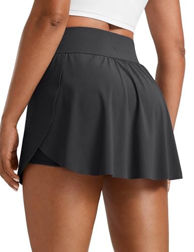 Image of CRZ YOGA Womens Tennis Skirts High Waisted Mini A-line Side Slit Running Workout Skorts with Pockets Mysterious Grey 10