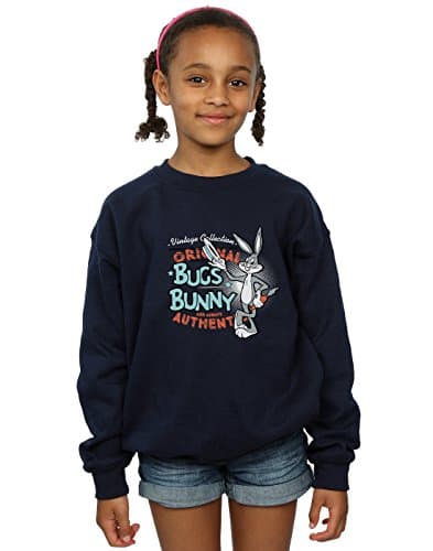 Image of LOONEY TUNES Girls Vintage Bugs Bunny Sweatshirt 9-11 Years Navy Blue