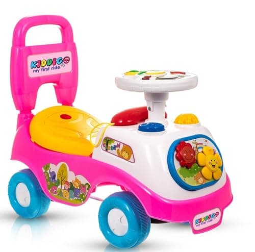 Image of My First Ride On Toy and Baby Walker Push Along Toddler Indoor Outdoor Musical Scooter Trike With Storage Box Ages 3+ Years (Pink)