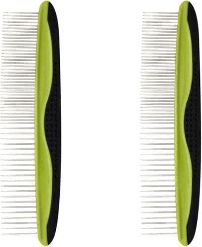 Image of 2 Pcs Pet Grooming Comb Stainless Steel Pet Grooming Tool Rounded Teeth Dog Comb for Dogs Cats
