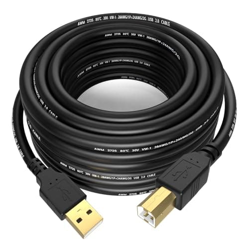 Image of Sinoacc USB Printer Cable 4.5M, USB A to USB B 2.0 High Speed Printer to USB Cable Compatible with HP Canon Dell Epson Brother Lexmark Xerox Piano DAC Keyboard DJ Controller and More - Black