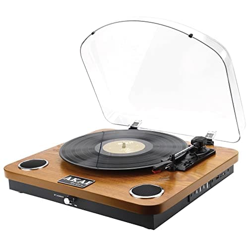 Image of AKAI -Bluetooth Turntable, Vintage Vinyl Turntable 33/45/78 RPM, Built-in Stereo Speakers, Vinyl Recording, USB, RCA Audio Output, SD Card Reader, Natural Wood