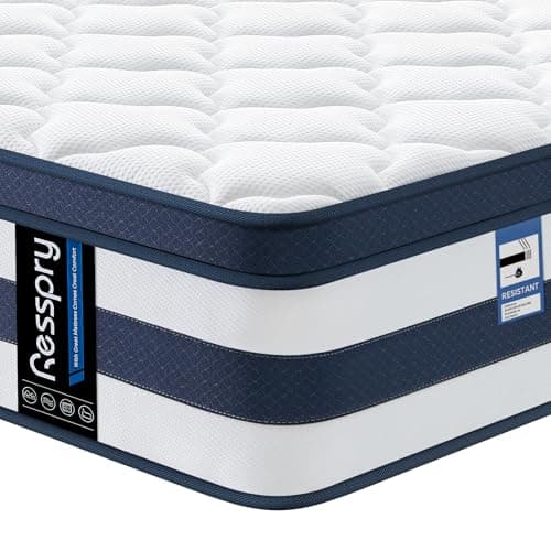 Image of Resspry King Size Mattress 5FT, 12 Inch Memory Foam Sprung Hybrid Mattress, 9-Zone Personalized Support for All Sleepers, Medium Firm Puffy Collection, 100 Night Home Trial