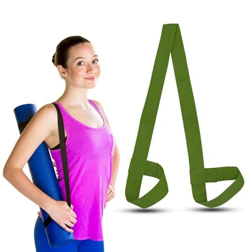 Image of SialPro Yoga Mat Carry Strap Adjustable Loops Exercise Mat Holder Gym Mat Carrier Portable Shoulder Roll Carrying Sling Stretching Straps for all Mat Sizes (Army Green)