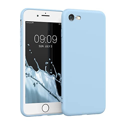 Image of kwmobile Case for Apple iPhone SE (2022) / SE (2020) / 8/7 Case - Protective Slim TPU Phone Cover - Soft Matte Finish - Light Blue Matte