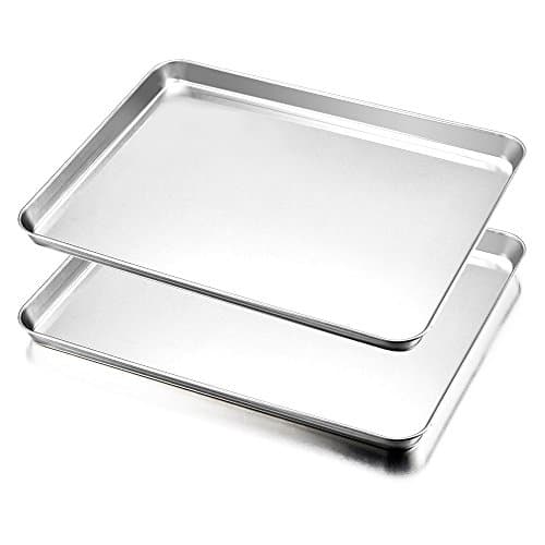 Image of HaWare Baking Tray Set of 2, Stainless Steel Oven Tray– Large Cookie Sheet Pan for Baking Cooking Serving - 40 x 30 x 2.5 cm, Healthy & Non Toxic, Easy Clean & Dishwasher Safe