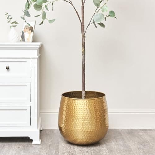 Image of Melody Maison Large Gold Hammered Metal Planter 40cm x 38cm