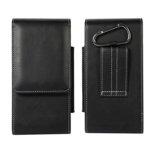 Image of Vertical PU Leather Dual Layer Belt Clip Case Smartphone Holster for Samsung Galaxy S26 Ultra S25 FE S24 Ultra S23 Ultra S22 Ultra A17 A16 A56 A36 A15 Moto Edge 60 Google Pixel 10 Pro XL (Black)