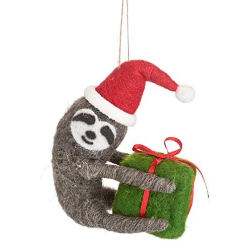 Image of Sass & Belle Sloth With Present Felt Hanging Decoration