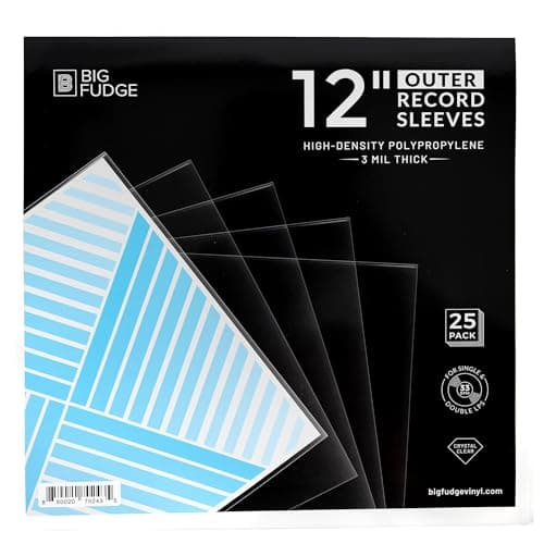 Image of Big Fudge Vinyl Record Outer Sleeves - 25x Crystal Clear LP Album Covers in High-Density Polypropylene - Transparent Protective Cover for 12" Records - 3 mil Thick - Vinyl Record Sleeves