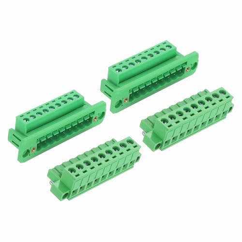 Image of sourcing map 2Set 9-Pin 5.08mm Pitch Pluggable Screw Terminal Block Connectors, PA66 300V 10A Through-Wall PCB Terminal with Panel Solderless Wiring Connectors 26-10AWG for Electronic