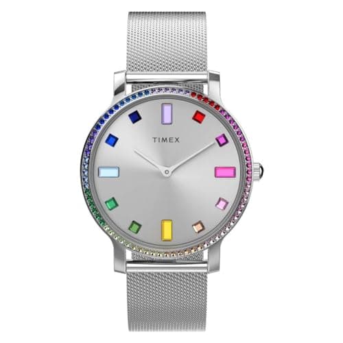 Image of Timex Women's Transcend 34 mm Watch - Stainless Steel Mesh Bracelet and Silver-Tone Dial TW2W19100