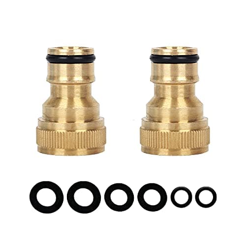 Image of 2 Pack Brass Garden Hose Tap Connector,1/2 inch Brass Female Threaded Tap Connector for Hose Pipe,Copper 1/2" BSP Hose Connector Male Watering Fittings for Threaded Faucet Adapter Quick Connector