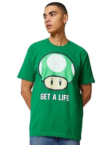 Image of Nintendo Men's Get A Life T-Shirt, Kelly, Large