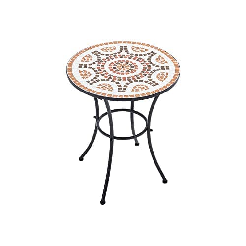 Image of Warmiehomy Garden Table Mosaic Table 60cm Outdoor Dining Table Round Patio Coffee Table