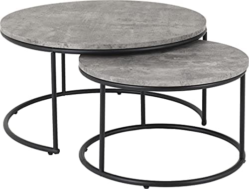 Image of Seconique Athens Round Coffee Table Set in Concrete Effect