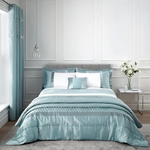 Image of Catherine Lansfield Sequin Cluster King Duvet Cover Set with Pillowcases Duck Egg Blue