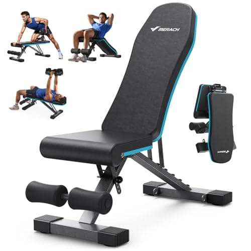 Image of MERACH Weight Bench, 990 LBS/450KG Foldable Weight Benches for Home Gym, Adjustable Weight Bench with 72 Training Angles, Incline Bench Press for Full Body