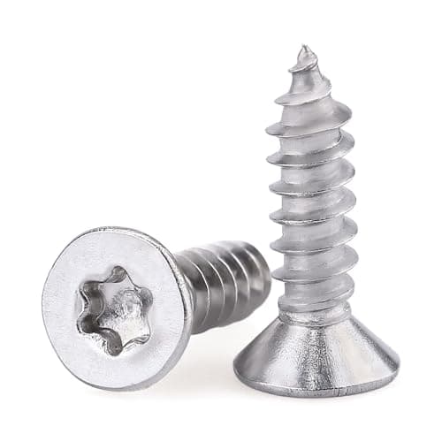 Image of #10 x 1/2" Flat Head Torx Drive Self Tapping Screws for Wood and Sheet Metal, 304 Stainless Steel 18-8, Corrosion Resistant Countersunk Star Drive Head Screws, Pack of 100