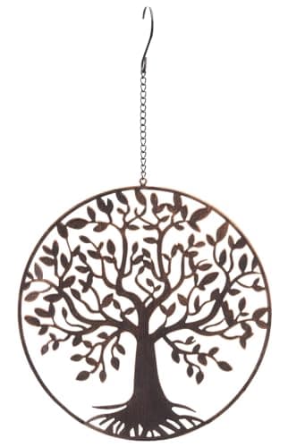 Image of Tree of Life 16cm Metal Hanging Decoration - Bronze Effect Garden Plaque