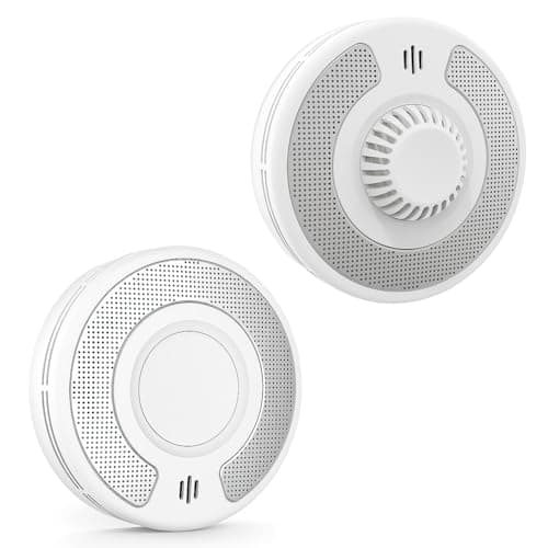 Image of Wireless Interlinked Optical Smoke Alarm – 10-Year Battery Powered Smoke Detector for Home – With Large Test/Silence Button – Early Detection Fire Alarm (Smoke detector + heat detector)