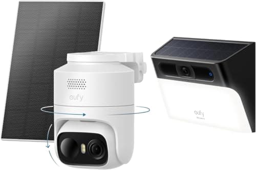 Image of eufy Security Solar Wall Light Cam S120 eufyCam C37,2K Solar Security Camera Outdoor Wireless,360° Pan&Tilt AI Tracking,Human/Pet/Vehicle Detection,Flexible Solar Panel
