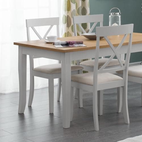 Image of Julian Bowen Oak/Elephant Grey Wood Davenport Dining Chairs Set of 2
