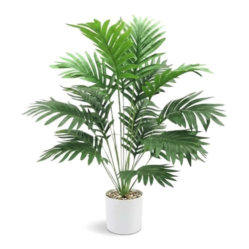 Image of Perclyzm Faux Areca Palm Plant with Pot, 85cm Tall Fake Palm Tree, Artificial Decorative Plant for Indoor Outdoor Home Office Garden Decoration (Areca Palm Plant)