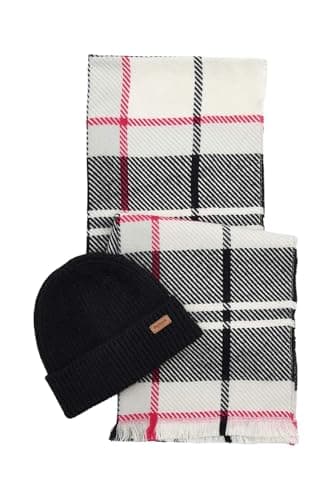 Image of Barbour Beanie & Scarf Hot Pink Monochrome 2MLGS0094 Hot Pink Monochrome TU, Hot Pink Monochrome, One size