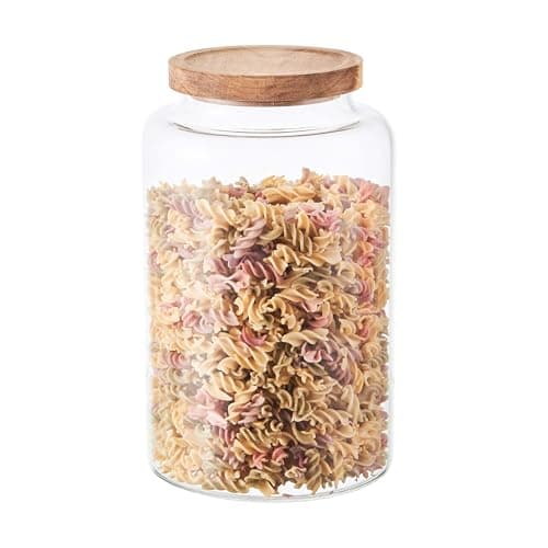Image of Eden & Willow Large Glass Storage Jar with Airtight Acacia Wooden Lid and | Borosilicate Glass Container for Kitchen Organisation (1, 3L)