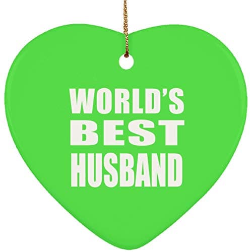 Image of Designsify Christmas Tree Decoration, World's Best Husband, Heart Ornament Green, Gifts for Birthday Anniversary Valentines Mom Mothers Fathers Day Party, to Men Women Him Her Friend Mom Dad Wife