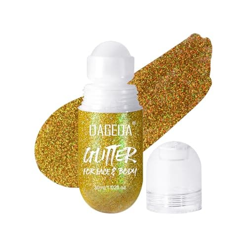 Image of Prreal Roll-on Body Glitter Gel, Mermaid Makeup Festival Rave Accessories, Gliter Face Paint Holographic Hair Glitter Gel, Sparkle Body Shimmer Halloween Makeup for Rave Party(08 Laser Gold)