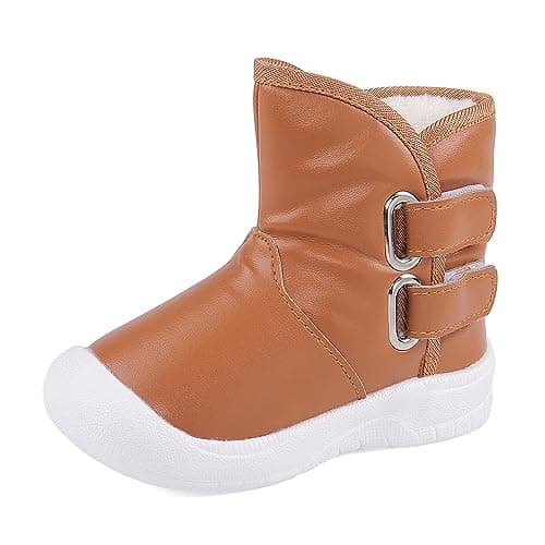 Image of LACOFIA Toddler Boys Girls Anti-Slip Rubber Sole Waterproof Winter Warm Snow Boots Brown 6