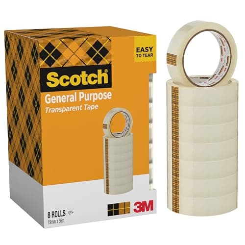 Image of Scotch Transparent Tape 508-8 Rolls - 19 mm x 66 m - General Purpose Clear Tape for School, Home and Office