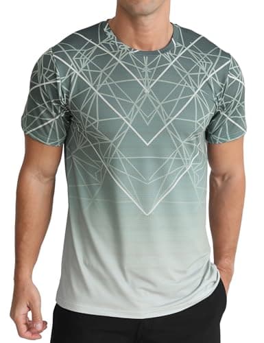 Image of APTRO Men’s T-Shirts Gym T Shirts for Men Moisture Wicking Athletic Breathable Running Tops Quick Dry Short Sleeve T-Shirt Gradient Green L